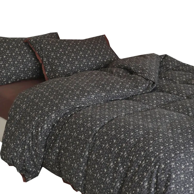 Bettwäsche-Set aus Baumwolle mit Vintage-Blumenmuster und gehäkelter Kante