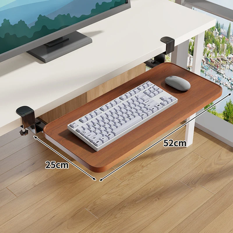 Clamp-Montierter Untertisch Verstellbarer Bambus Tastaturablage