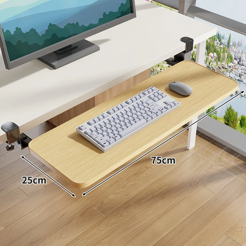 Clamp-Montierter Untertisch Verstellbarer Bambus Tastaturablage