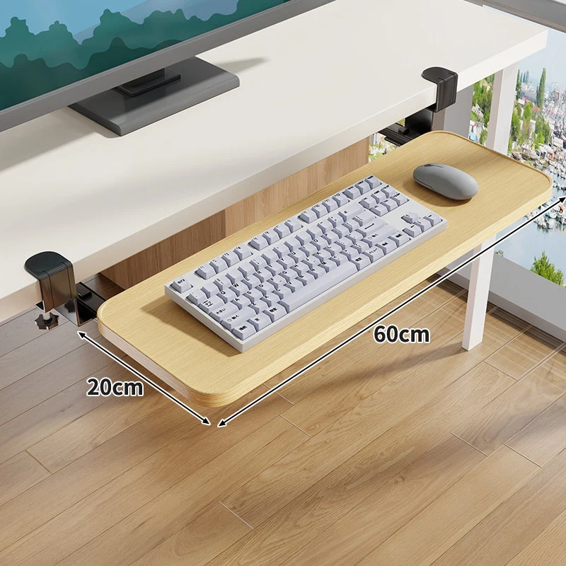 Clamp-Montierter Untertisch Verstellbarer Bambus Tastaturablage