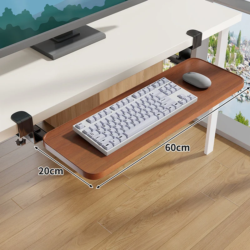 Clamp-Montierter Untertisch Verstellbarer Bambus Tastaturablage