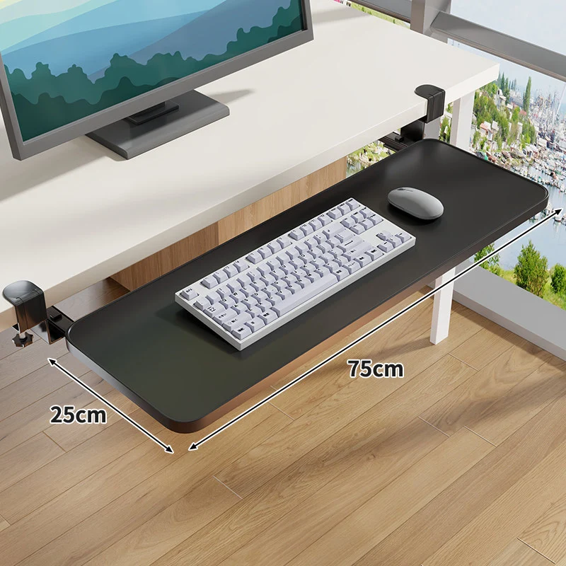 Schraubmontierte Gleitschiene Ergonomische Holzmaserung Tastatur- & Mausplattform