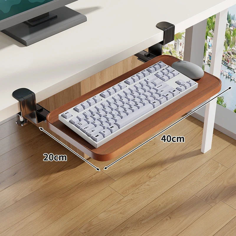 Schraubmontierte Gleitschiene Ergonomische Holzmaserung Tastatur- & Mausplattform