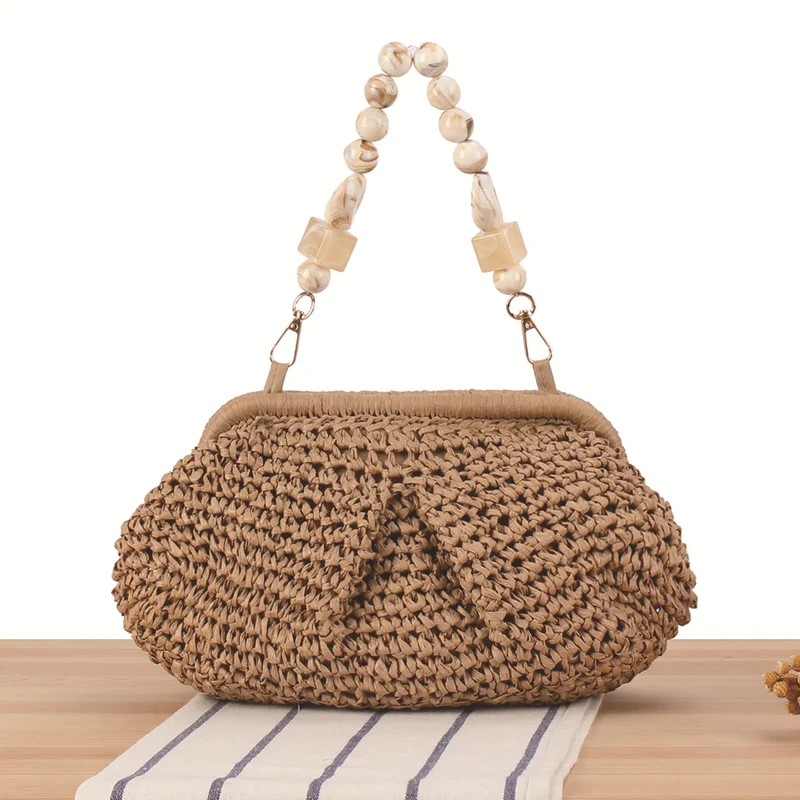 Korbtasche mit eleganten Holzdetails Skanto