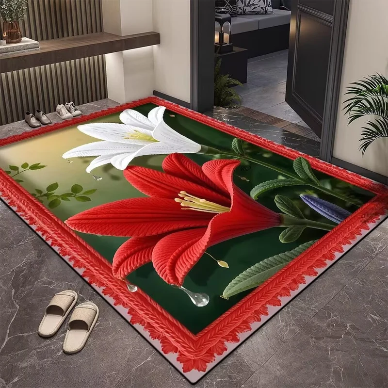 Elegante Blumenmuster Bereichsteppich
