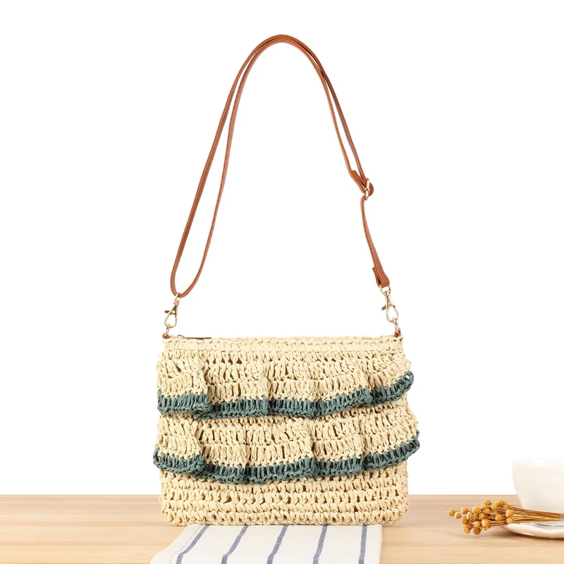Handtasche mit Rüschendesign aus geflochtenem Bast Skanto