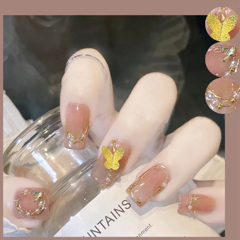 Schmetterlings-geschmücktes Press-On Nagelset