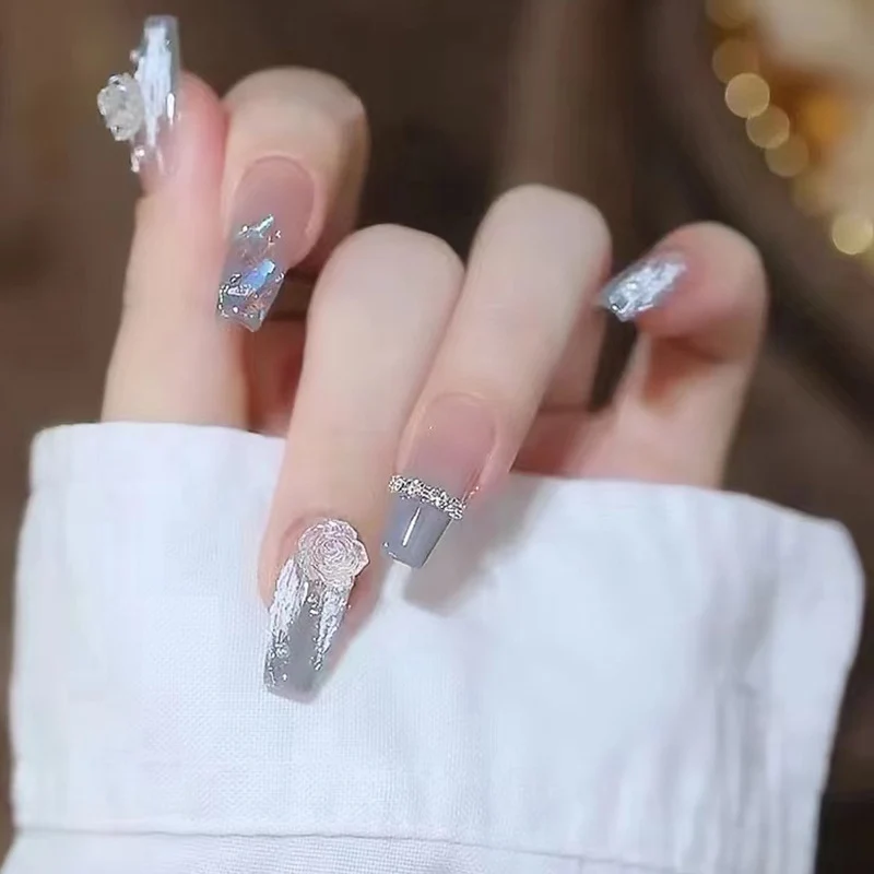 Künstlerisches texturiertes Press-On-Nagelset