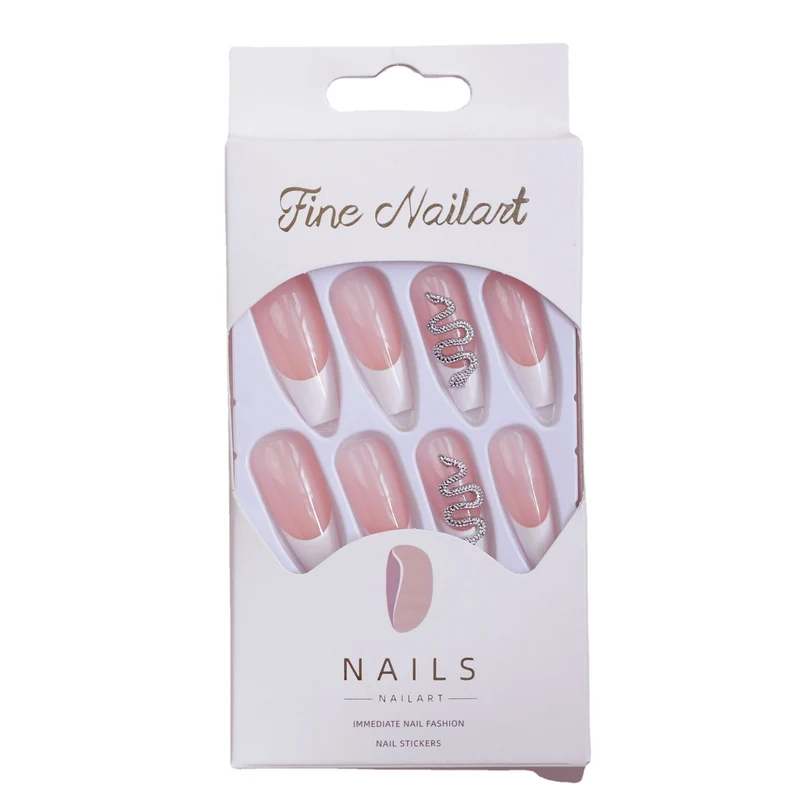 Künstlerisches mit Strass verziertes Press-On Nagelset