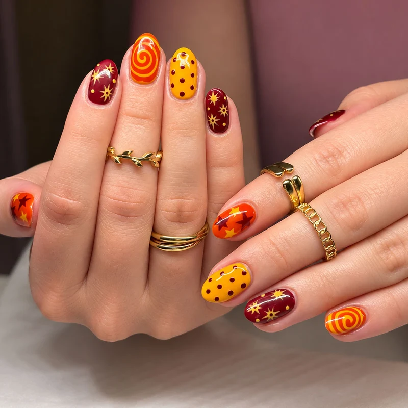 Künstlerisches saisonales Press-On-Nagelset