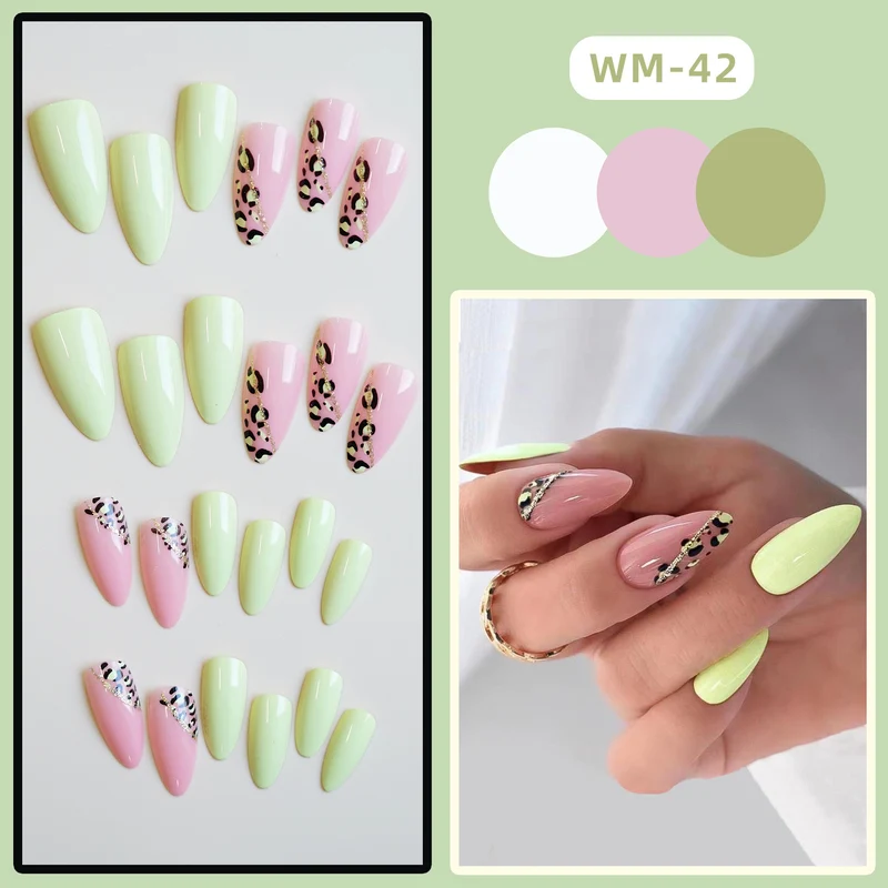 Künstlerisches Press-On Nagelset mit Leoparden-Design