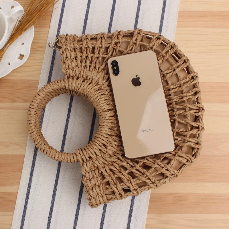 Handgefertigte Makramee-Handtasche mit rundem Griff Skanto