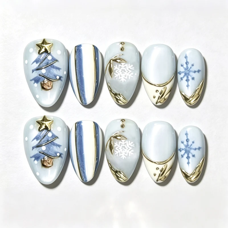 Winter-Themen Press-On Nagelkunstset