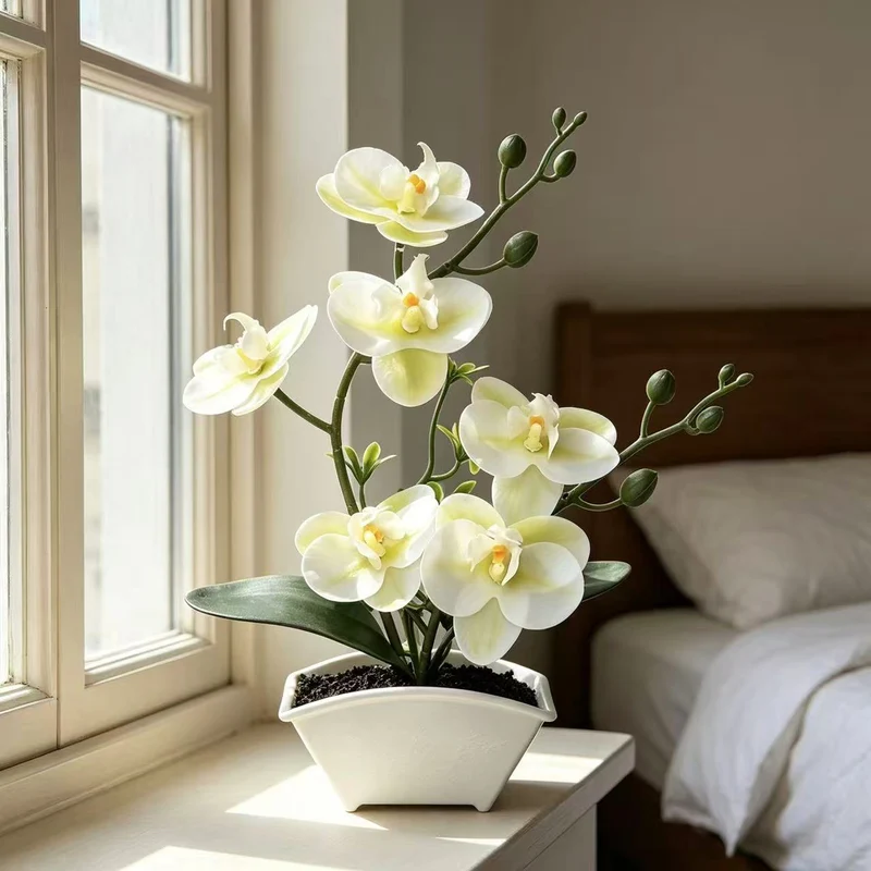 Realistische Dekorative Orchideen Pflanzenanordnung