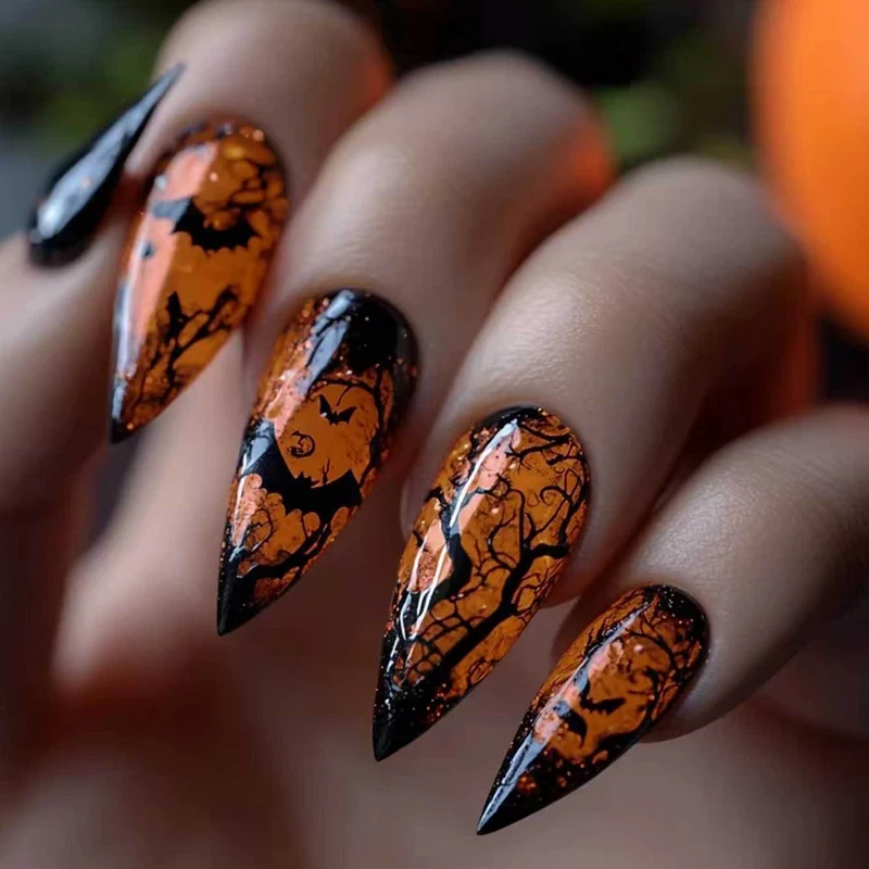 Künstlerisches Langes Stiletto Press-On Nagelset