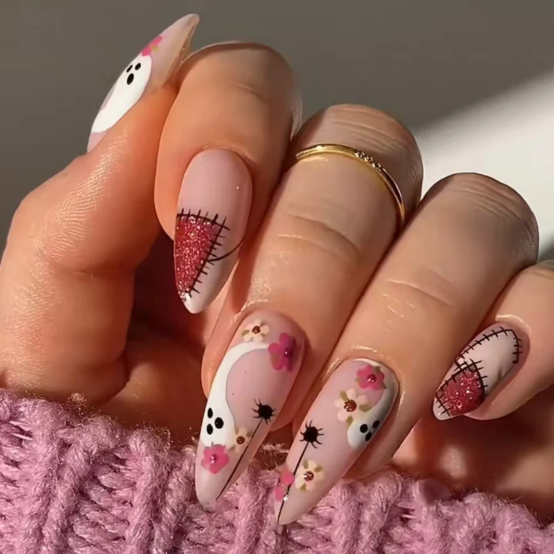 Künstlerisches Langes Stiletto Press-On Nagelset