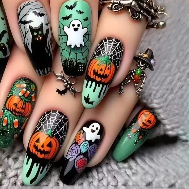 Künstlerisches Langes Stiletto Press-On Nagelset
