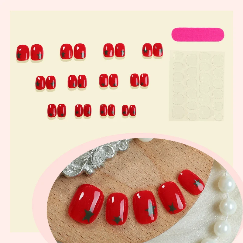 Themen-Tomaten-Design Press-On Nagelkunstset