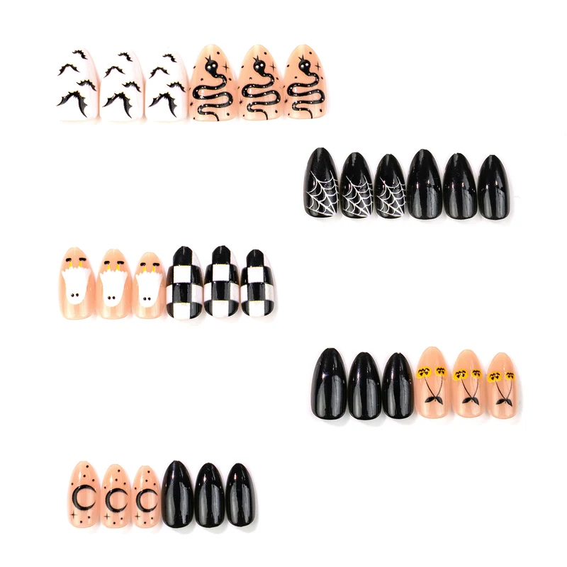 Themen Press-On Nagelkunst Set mit Halloween-Designs
