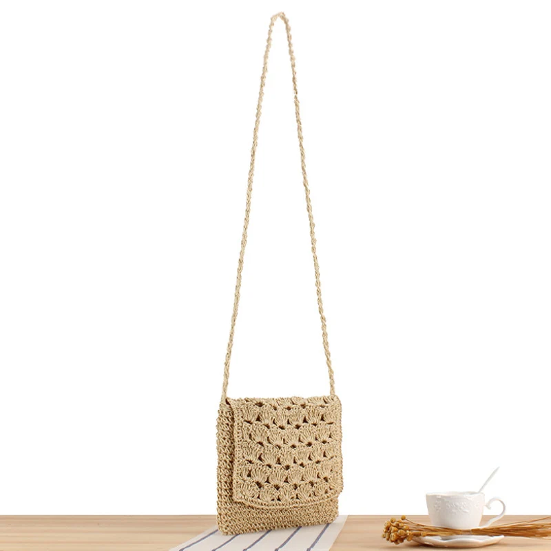 Handgeknüpfte Crossover-Tasche im modernen Korbflecht-Design Skanto