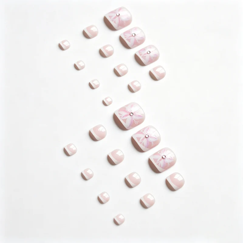 Detaillierte florale Acryl-Nagelkunst