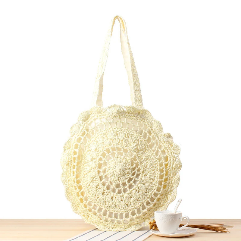 Handgeknüpfte Strandtasche mit künstlerischem Runddesign Skanto