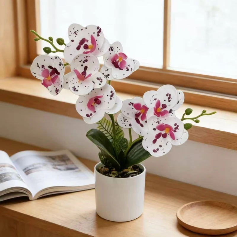 Lebensechte künstliche Orchideenpflanzendekoration für die Innenraumgestaltung