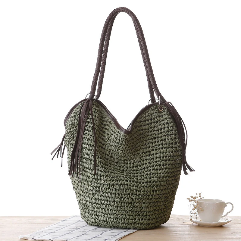 Handgemachte Strandtasche mit modischen Fransen Skanto
