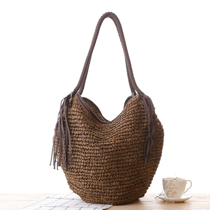 Handgemachte Strandtasche mit modischen Fransen Skanto