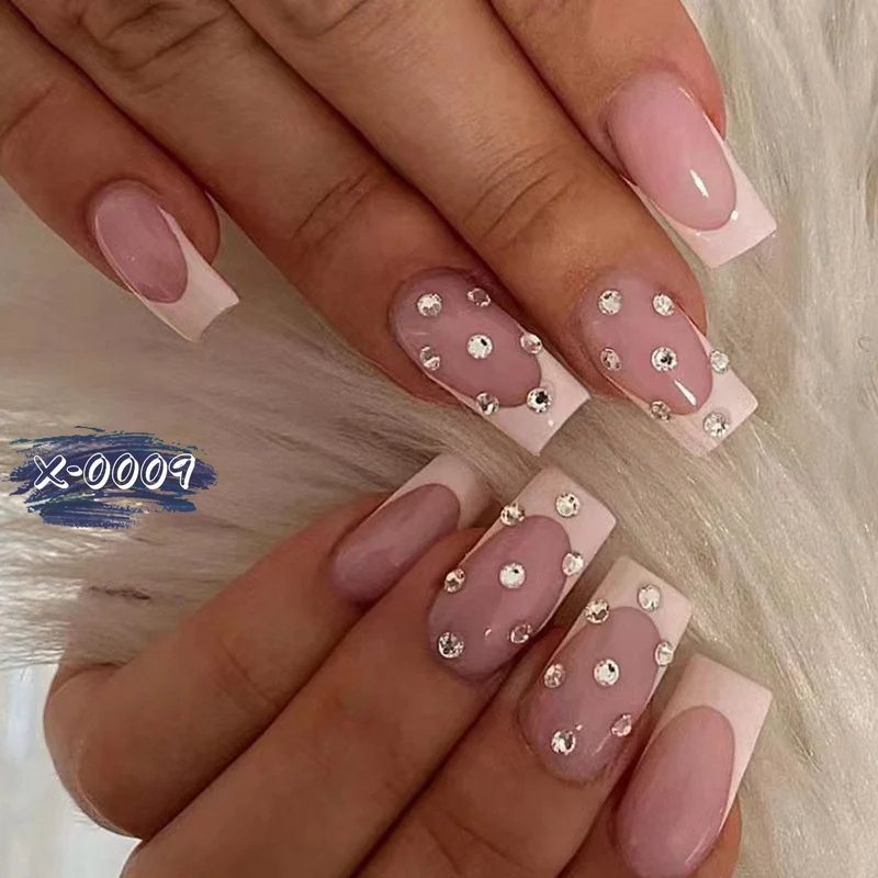 Dekoratives Strass Französisch-Spitze Nagelkunst-Set