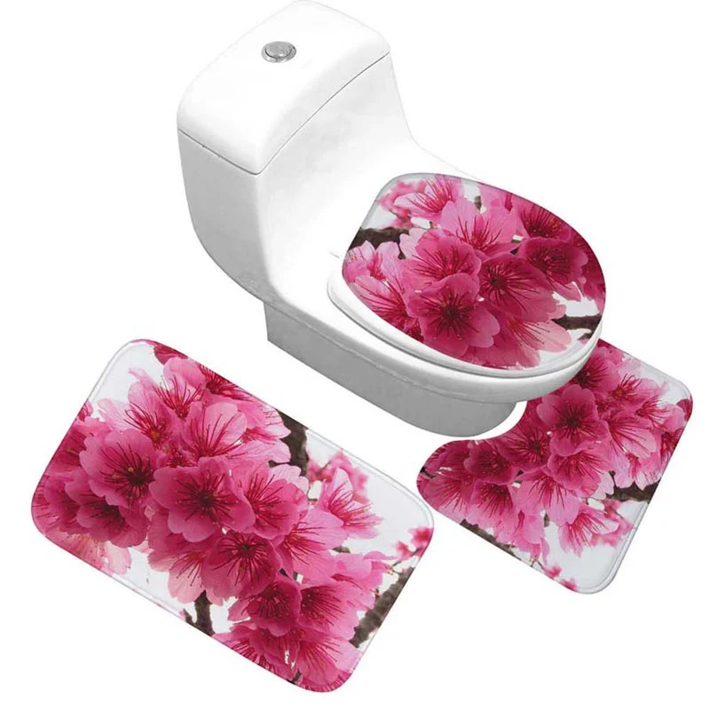 Blumenmuster Toilettenteppich Set