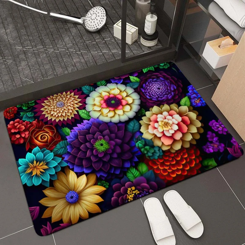 Blumenmuster Badezimmermatte