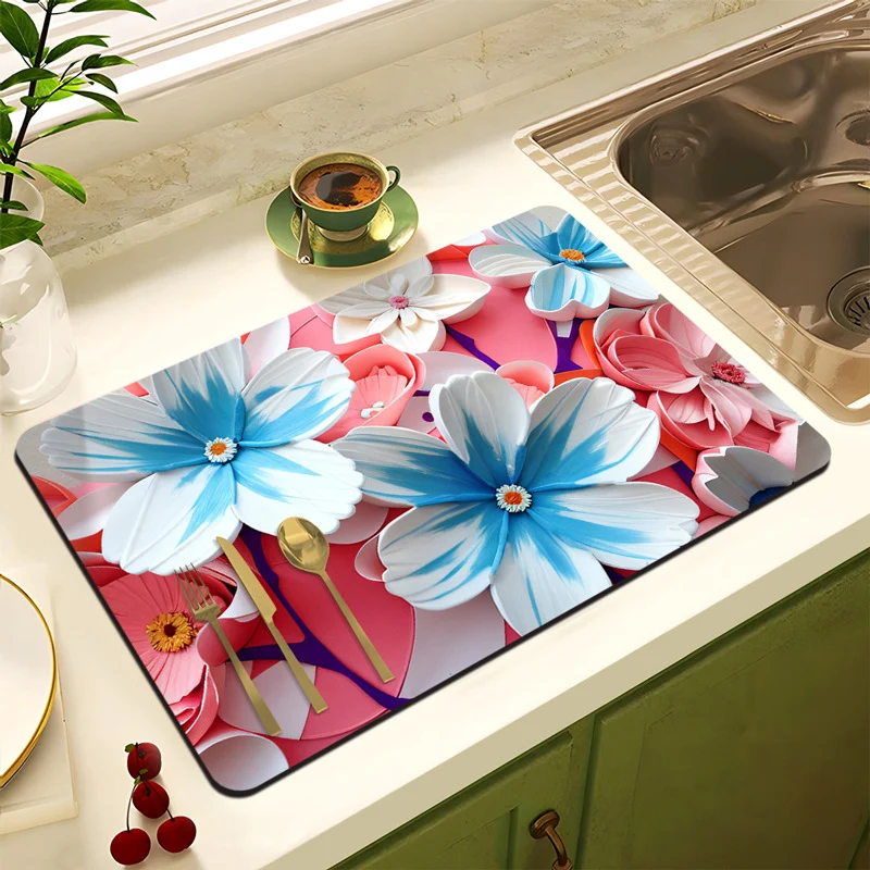 Blumenmuster Anti-Rutsch Küchenmatte