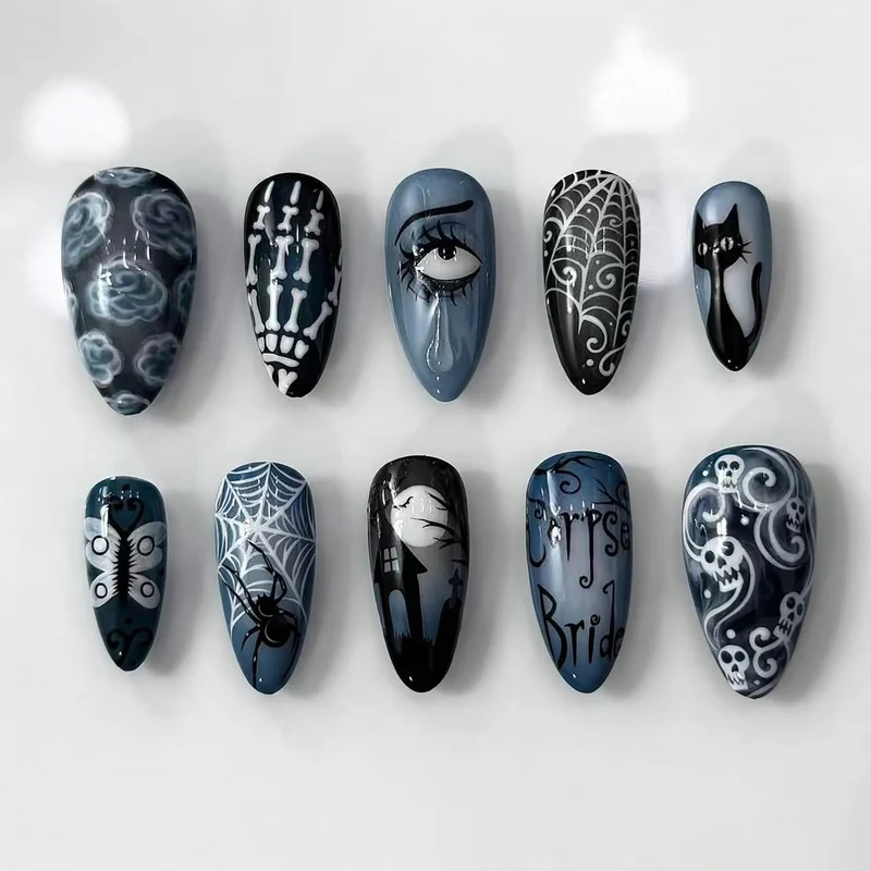 Gothic-Themen Press-On Nagelkunst Set