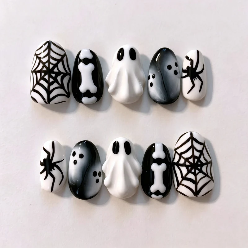 Gothic Halloween-Themen Press-On Nagelkunst Set