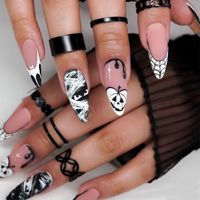 Halloween-Themen Stiletto Press-On Nagelkunst Set