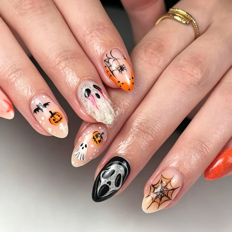 Halloween-Themen Skulptierte Press-On Nagelkunst Set