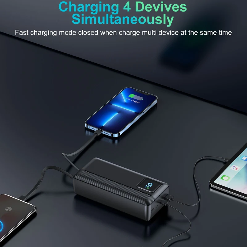 Powerbank mit integriertem Ladekabel und LED-Anzeige Skanto