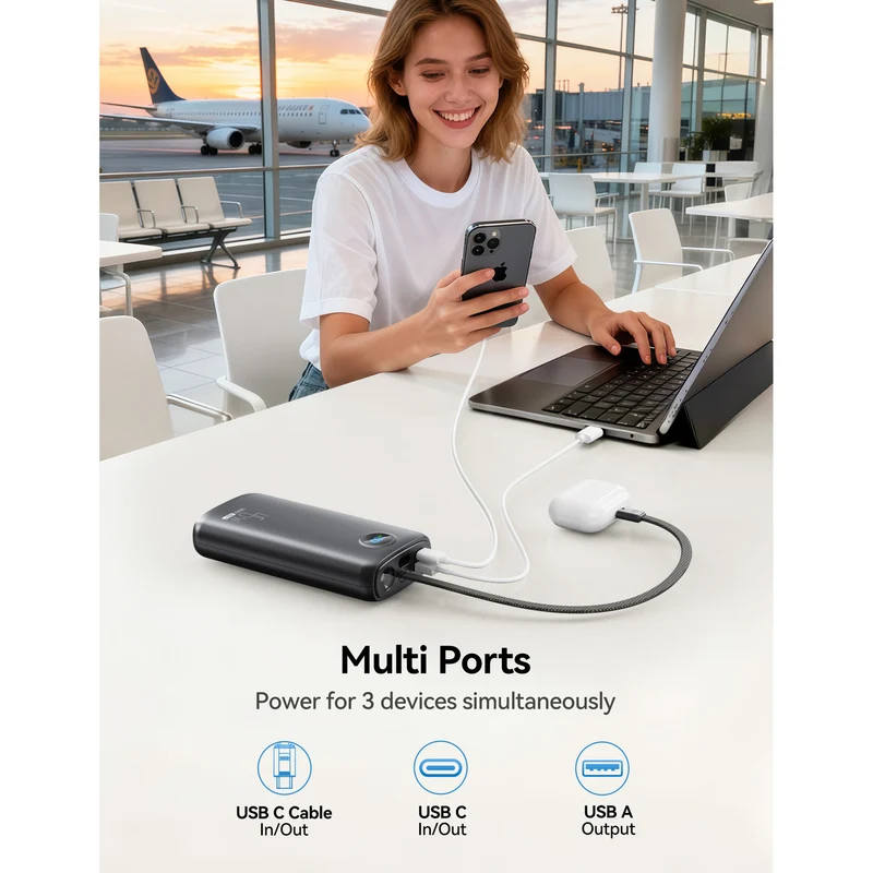 Hochleistungs-Powerbank mit digitaler Ladeanzeige und 45W Schnellladung Skanto
