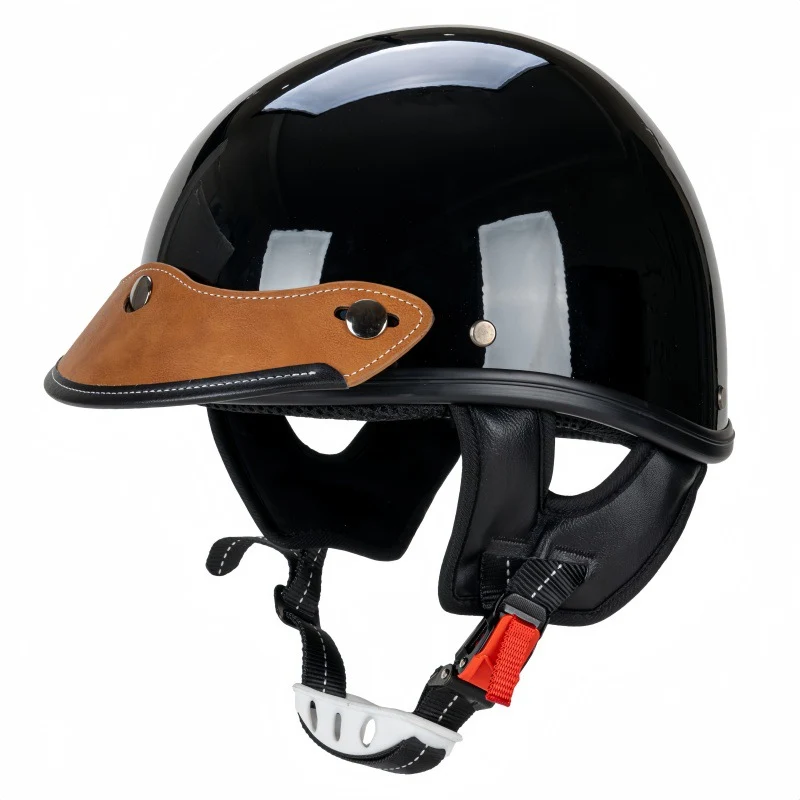 Motorradhelm mit Vintage-Lederbesatz Skanto