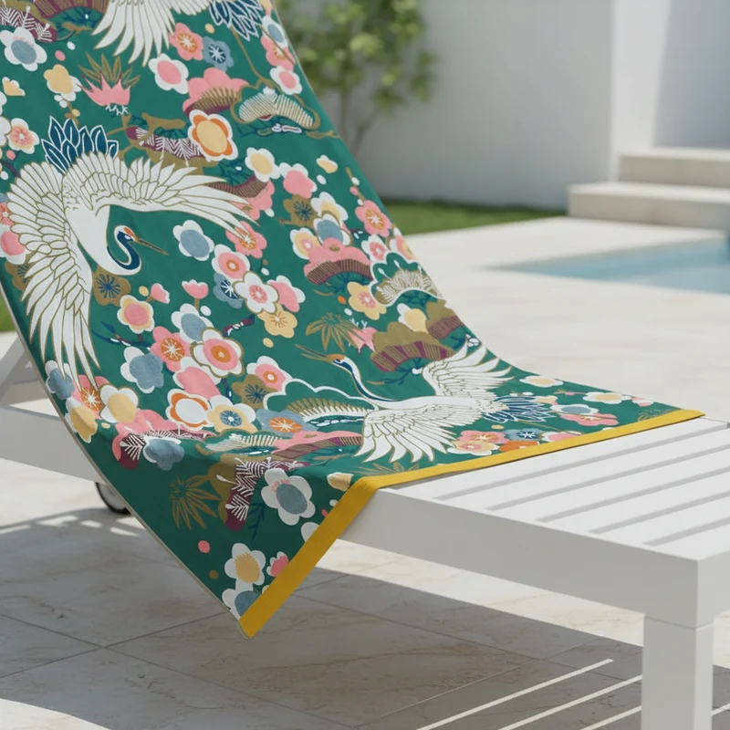 Elegante Badetuch Mit Druck - FlowerLuxe