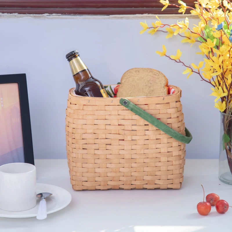 Handgewebter Marktkorb mit Futter Brehn