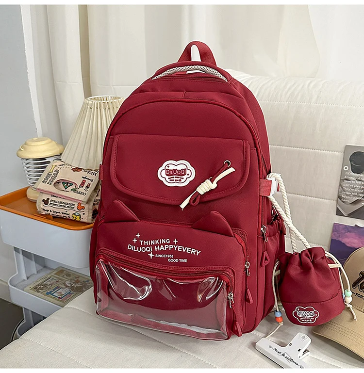 Schulrucksack mit Katzen-Design und vielen Fächern Skanto