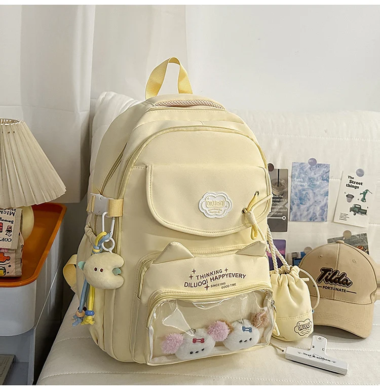 Schulrucksack mit Katzen-Design und vielen Fächern Skanto