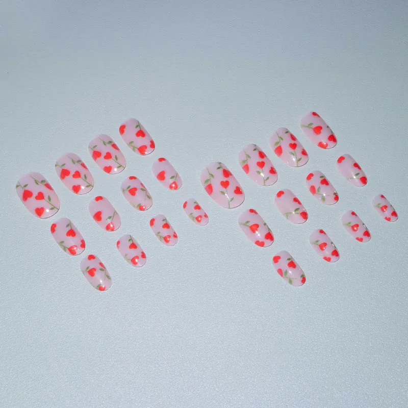 Florales Herz Akzent Nagelkunstset