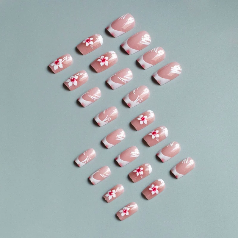 Floral Französische Spitze Nagelkunst Set