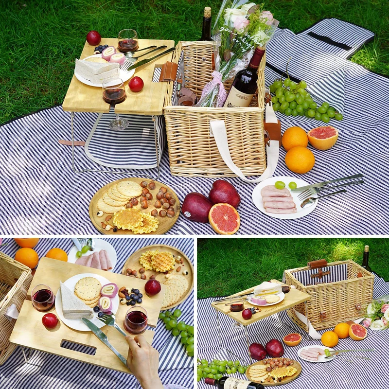 Eleganter Weiden-Picknickkorb mit isoliertem Fach Brehn