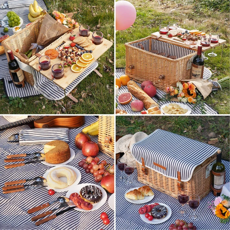 Eleganter Weiden-Picknickkorb mit isoliertem Fach Brehn