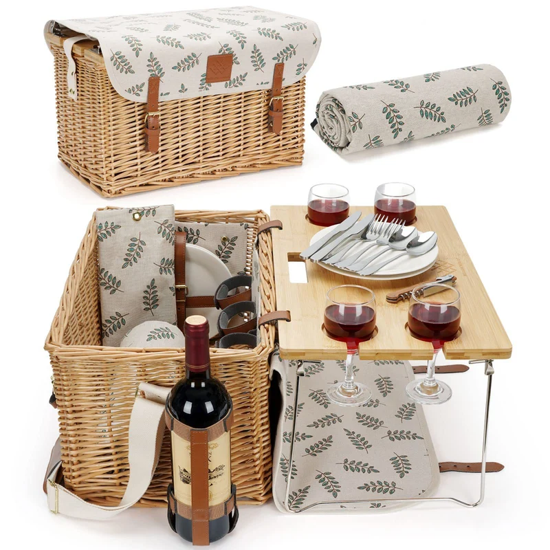 Eleganter Weiden-Picknickkorb mit isoliertem Fach Brehn