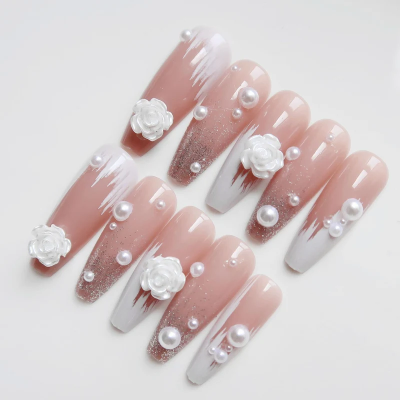 Dekoratives Langes Press-On Nagelkunst Set